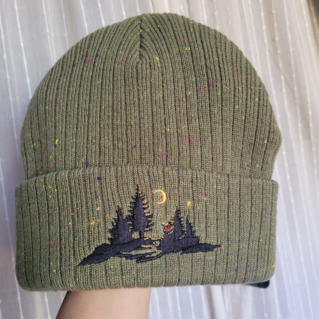 Moss Green Mothman Beanie