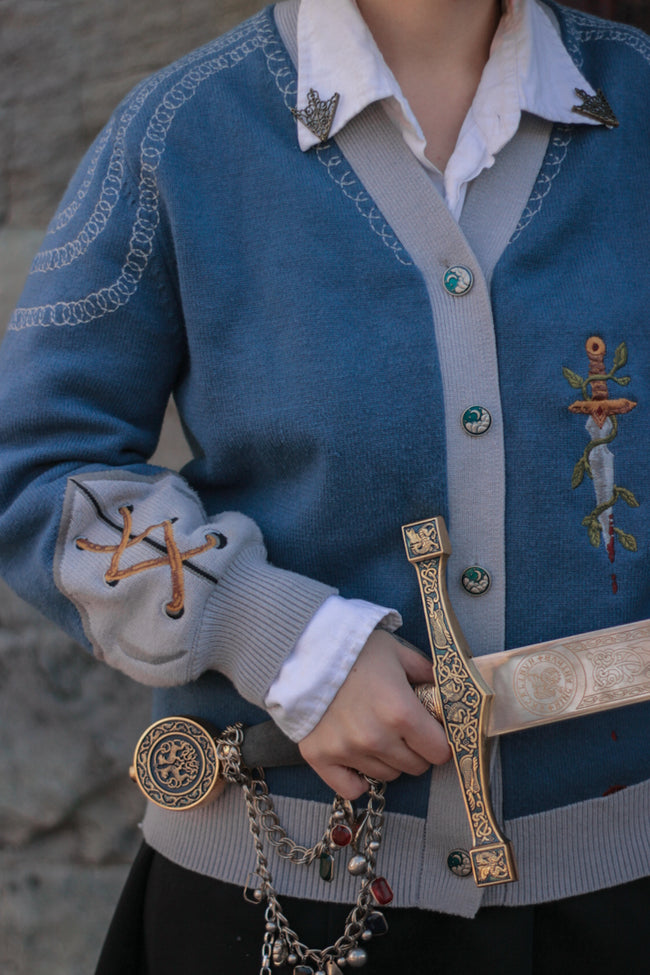 Knight in Cozy Armour Cardigan // The Forget-me-not Knight PRE-SALE