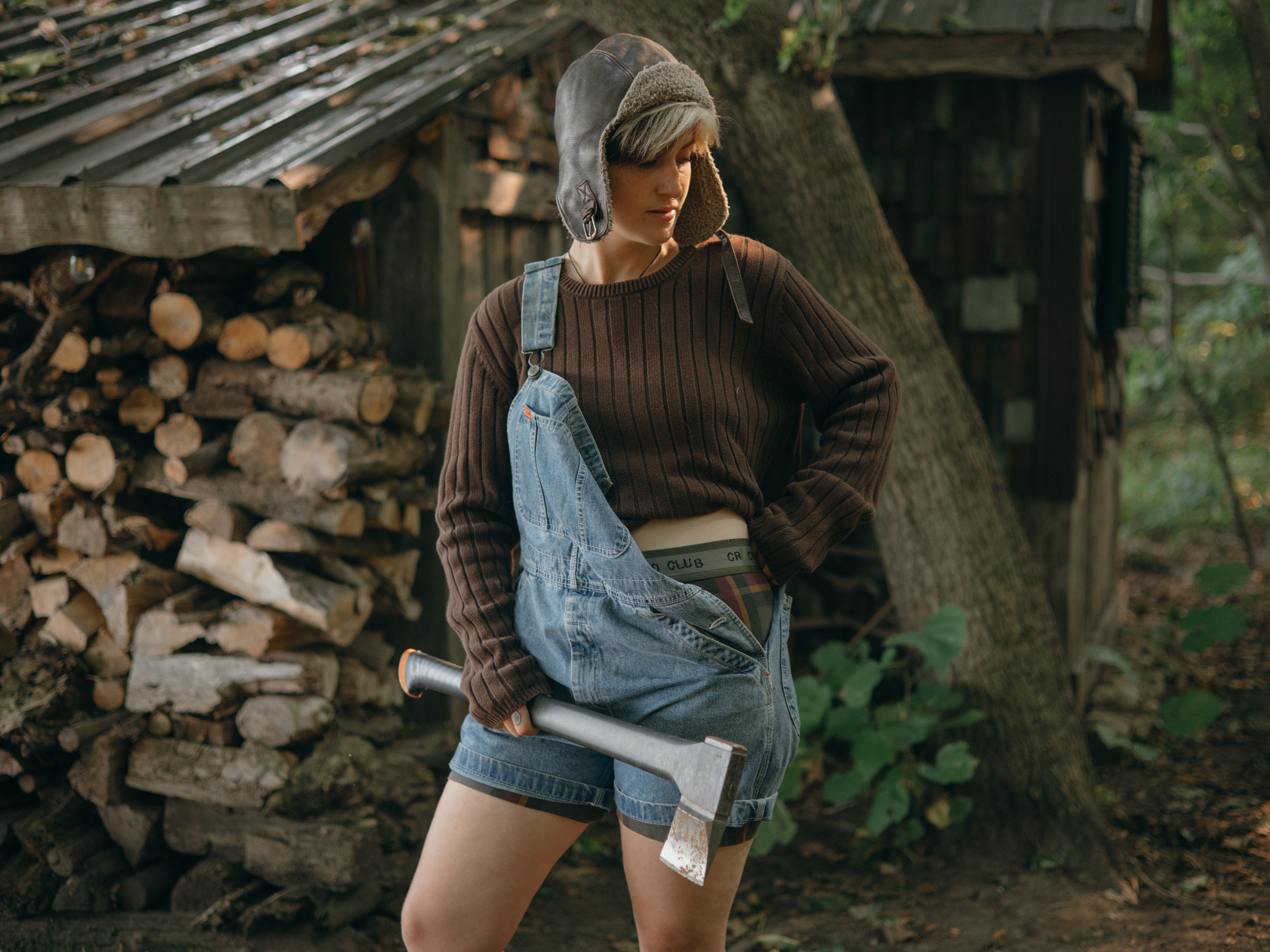 Knock Thrice Knoxers // burgundy, olive green, and mustard yellow plaid, cotton, fitted boxers. The boxers are mid-high rise,  and have a green and grey spandex waistband that reads 