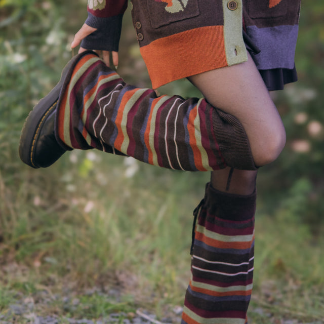 Falling Leaves // Knit Flared Drawstring Leg Warmers