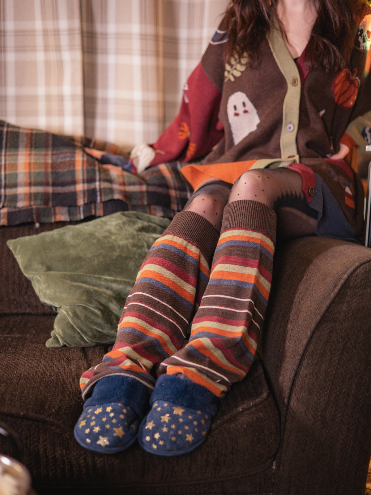 Falling Leaves // Knit Flared Drawstring Leg Warmers