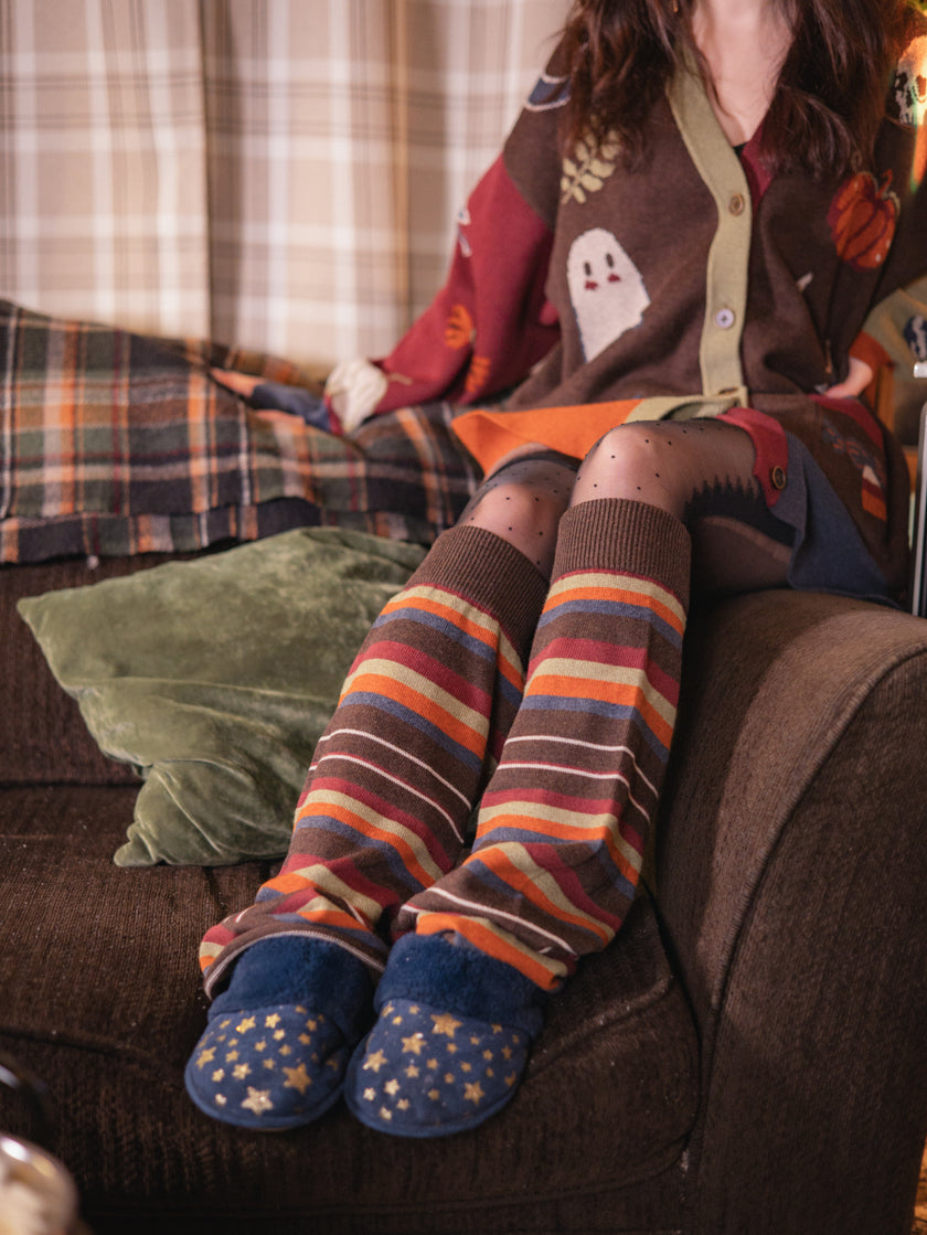 Falling Leaves // Knit Flared Drawstring Leg Warmers