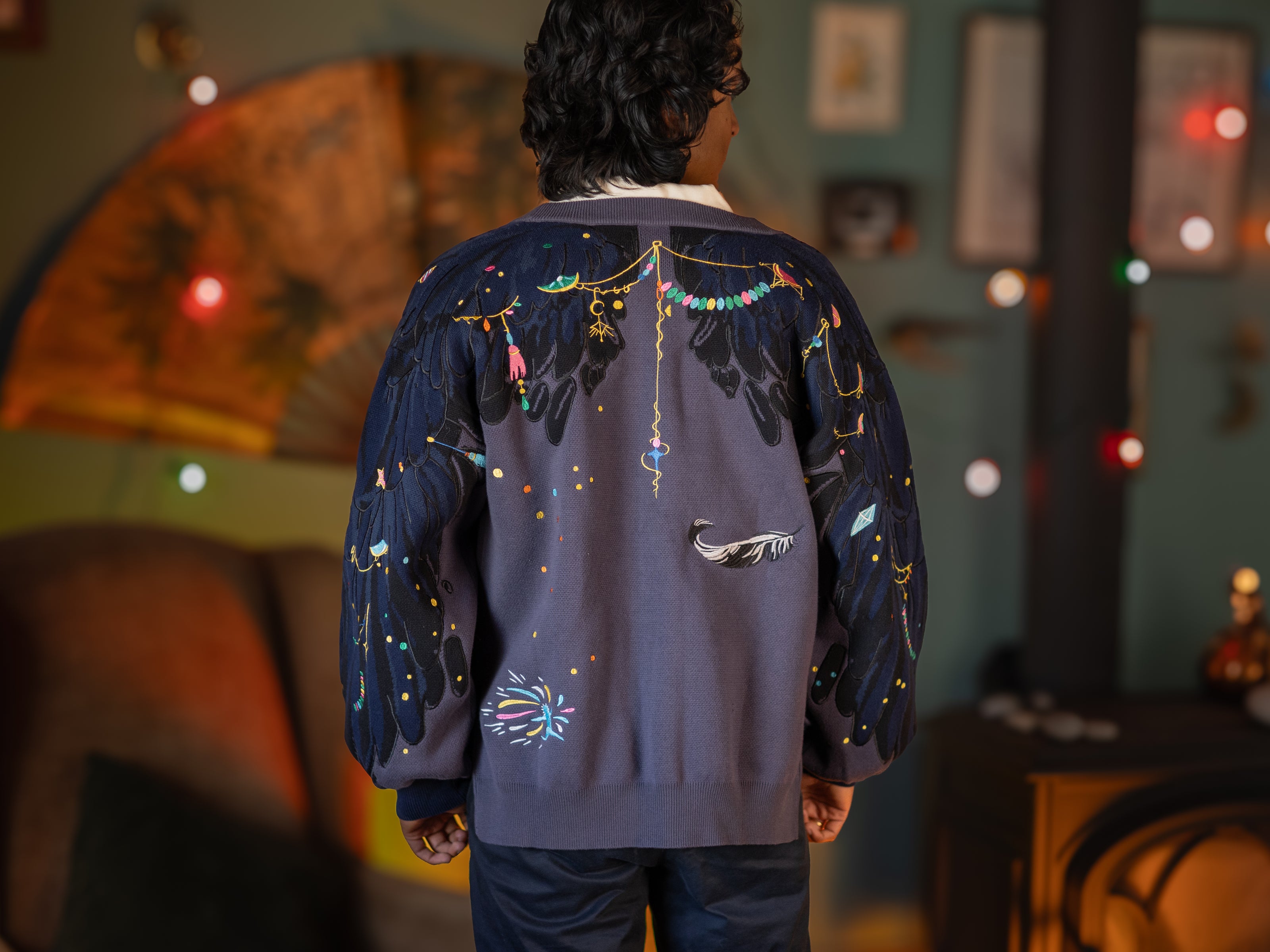 The Wizard of Flame & Feathers // Embroidered Cardigan