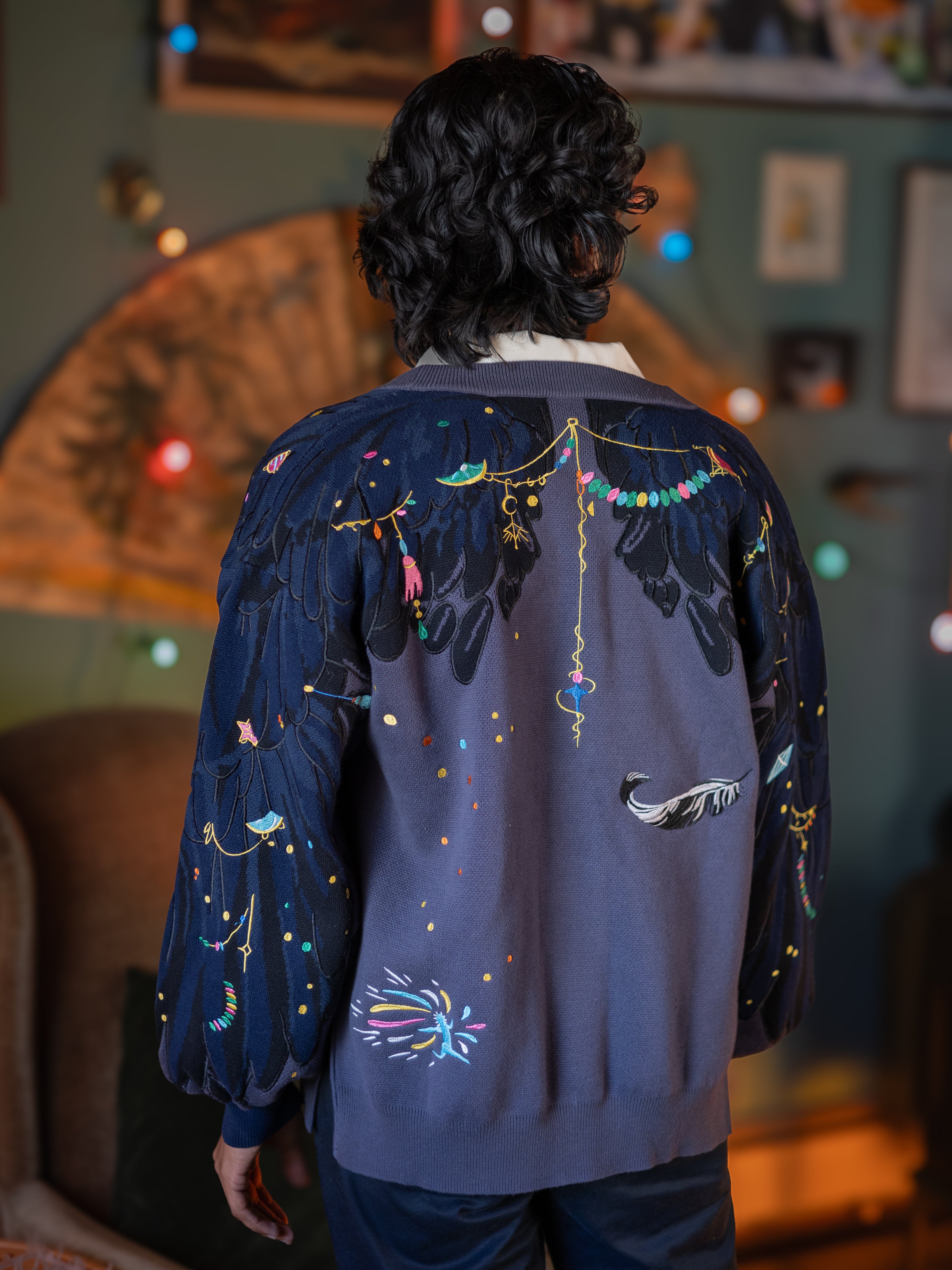 The Wizard of Flame & Feathers // Embroidered Cardigan