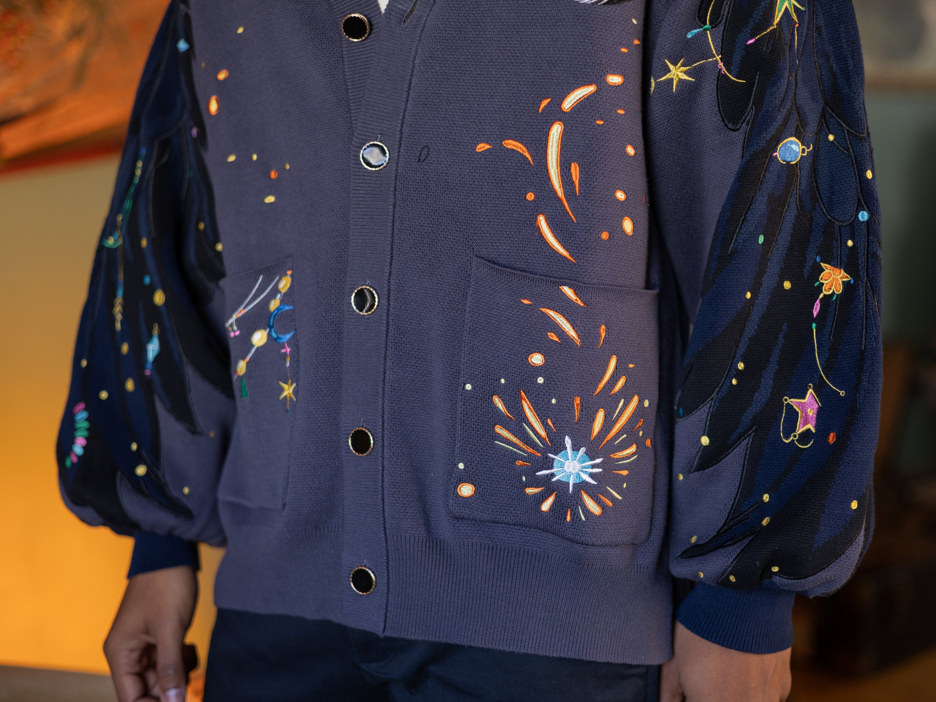 The Wizard of Flame & Feathers // Embroidered Cardigan