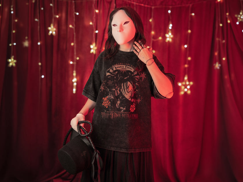 Magnus Archives x Knock Thrice Strange Music T-Shirt in black vintage wash, 100% cotton oversized graphic tee