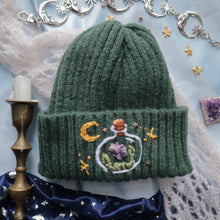 Load image into Gallery viewer, Crystal Collector: Amethyst // on Goblin Green - Chunky Beanie
