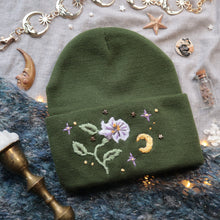 Load image into Gallery viewer, Hortus Noctis: Moonflower // on Moss Green - Classic Beanie
