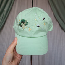 Load image into Gallery viewer, Spring Trinkets: Broccoli &amp; Bees  // Pistachio Green Dad Cap
