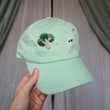 Load image into Gallery viewer, Spring Trinkets: Broccoli &amp; Bees  // Pistachio Green Dad Cap
