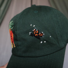Load image into Gallery viewer, Spring Trinkets: Carrots &amp; Monarch // Goblin Green Dad Cap
