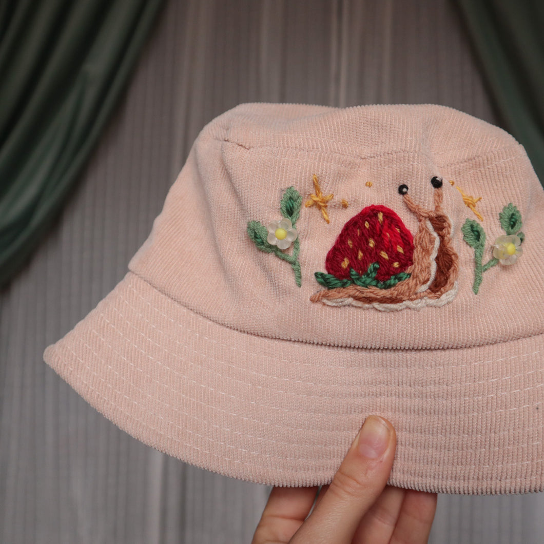 Strawberry Snail // Milk Tea Bucket Hat