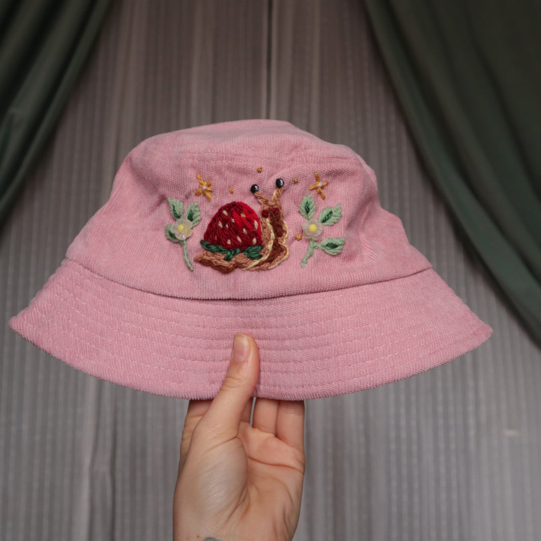 Strawberry Snail // Rose Milk Bucket Hat