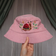 Load image into Gallery viewer, Strawberry Snail // Rose Milk Bucket Hat
