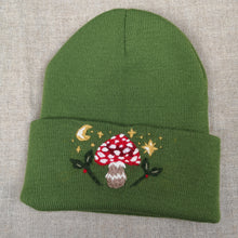 Load image into Gallery viewer, Mushroom Trinkets // Moss Green Classic Beanie
