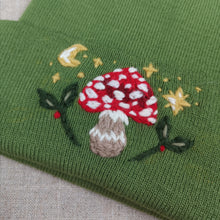 Load image into Gallery viewer, Mushroom Trinkets // Moss Green Classic Beanie
