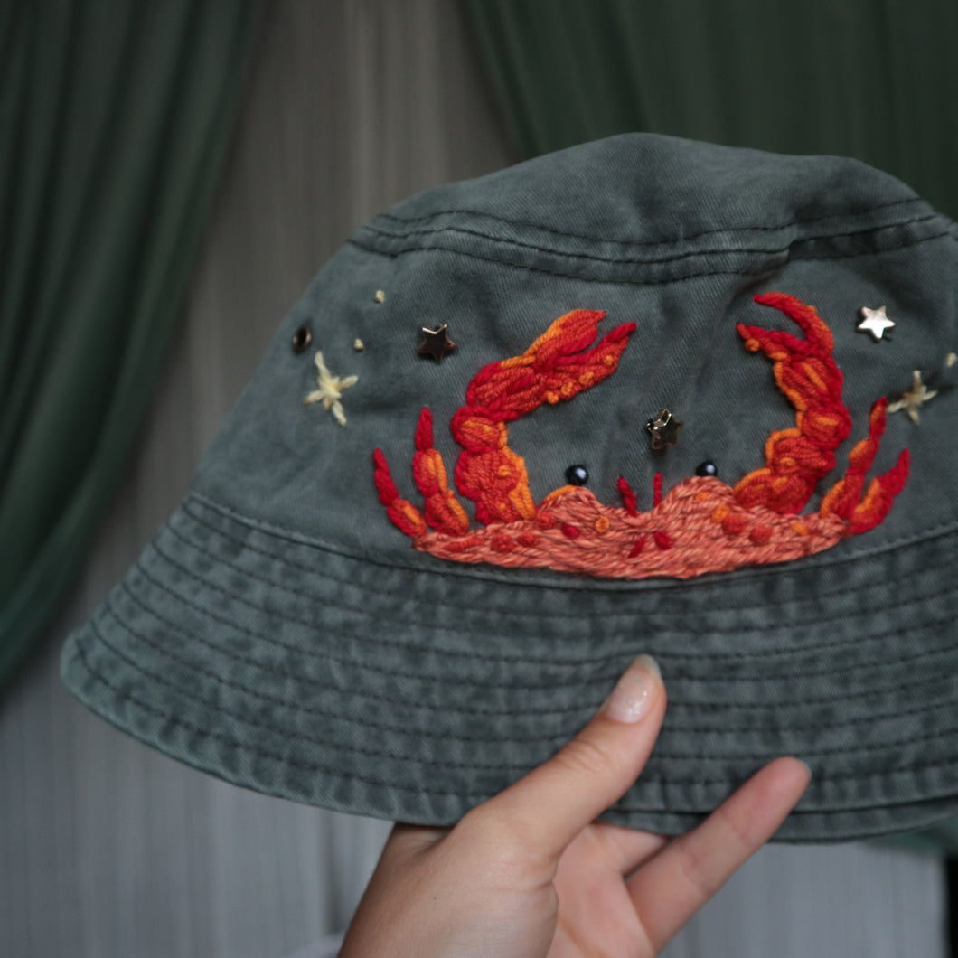 Feelin' Crabby - Slate Washed Denim Bucket Hat