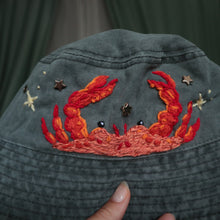 Load image into Gallery viewer, Feelin&#39; Crabby - Slate Washed Denim Bucket Hat
