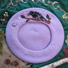 Load image into Gallery viewer, Feathers Black - Potion Purple Beret
