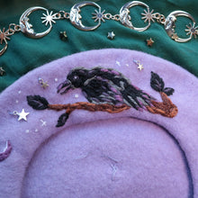 Load image into Gallery viewer, Feathers Black - Potion Purple Beret
