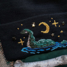 Load image into Gallery viewer, Cozy Cryptid: Nessie // Spooky Black Beanie
