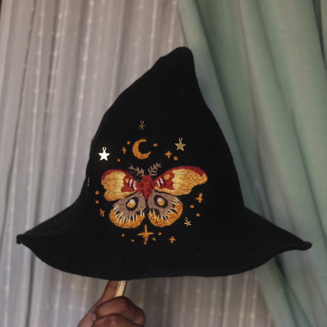 Polyphemus Moth // Spooky Black Witch Hat