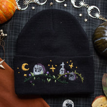 Load image into Gallery viewer, Cemetery Stroll // Midnight Black Classic Beanie
