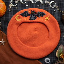 Load image into Gallery viewer, Creature of the Night // Electric Pumpkin Beret
