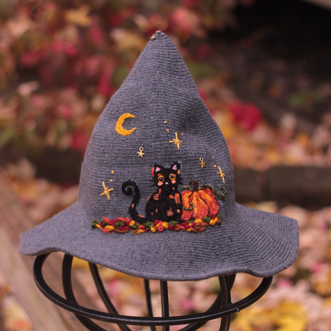 Cozy Calico // Smokey Grey Witch Hat