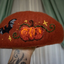 Load image into Gallery viewer, Haunted Pumpkin Patch // Rust Knit Beret
