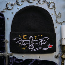 Load image into Gallery viewer, Night Fury // Scale Black Stretchy Rib Knit Beanie
