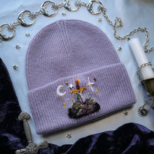 Load image into Gallery viewer, Legend becomes Myth: Amethyst Sword // Stretchy Rib Knit Beanie
