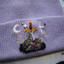 Load image into Gallery viewer, Legend becomes Myth: Amethyst Sword // Stretchy Rib Knit Beanie
