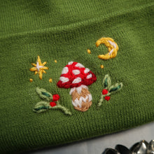 Load image into Gallery viewer, Mushroom Collector // Moss Green Classic Beanie

