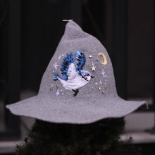Load image into Gallery viewer, Feather&#39;s Blue // Moonlight Grey Witch Hat
