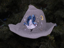 Load image into Gallery viewer, Feather&#39;s Blue // Moonlight Grey Witch Hat
