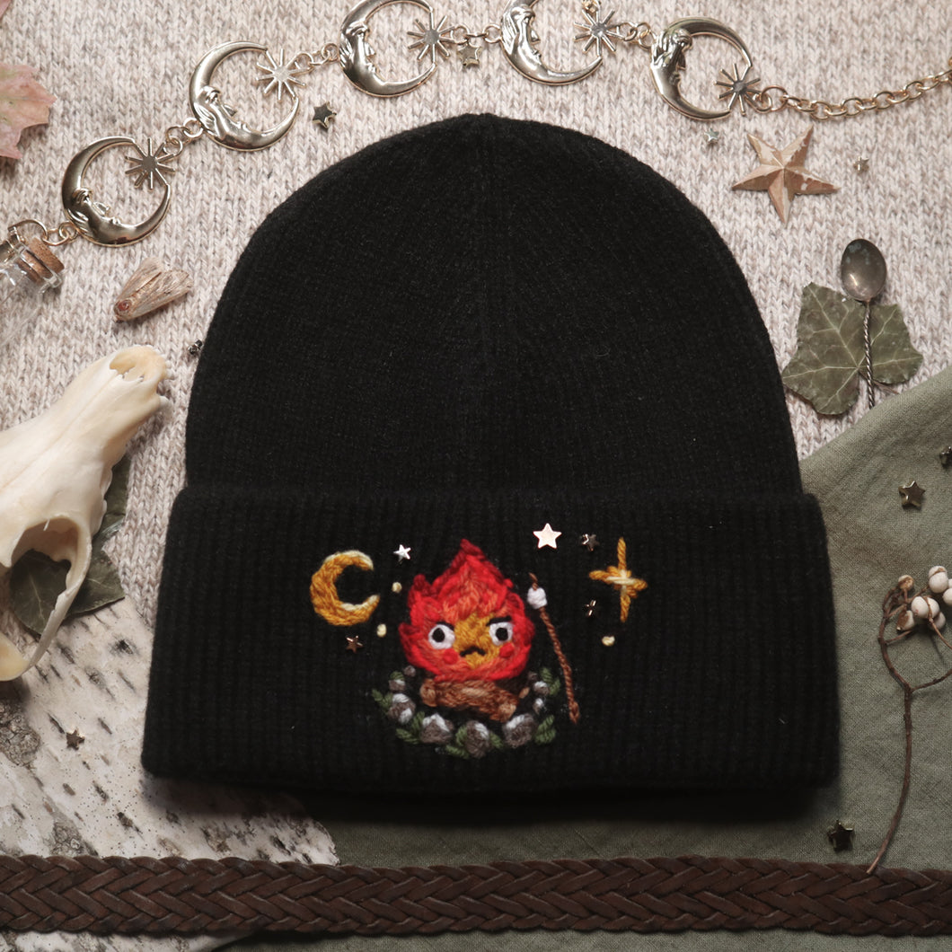 May all your Marshmallows Burn! //Midnight Black Rib Knit Beanie