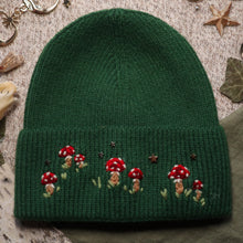 Load image into Gallery viewer, Mushroom Trinkets // Goblin Green Rib Knit Beanie
